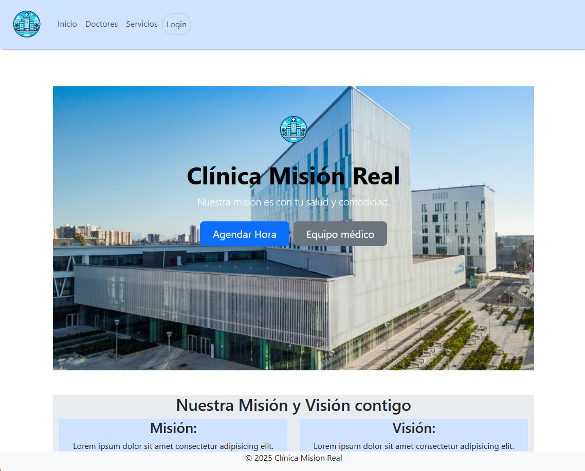 screenshot Mision Real web app