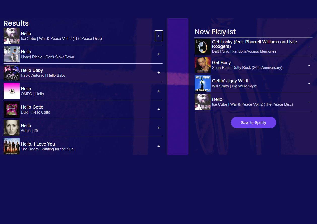 Jamming app screenshot